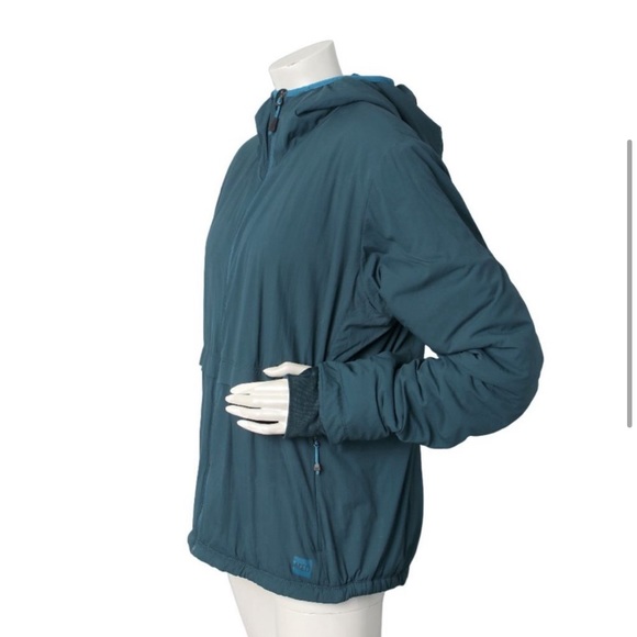 MEC Polartec Jacket Lightweight Teal Blue Green Quilted Hooded Coat Winter Hike - Picture 5 of 7